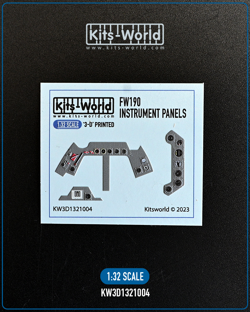 Kitsworld 1/32 Scale - Focke Wulfe (FW) 190 - 3D Printed/Full Colour Instrument Panel KW3D1321004 - FW 190 (Recommended Kit: Hasegawa) 